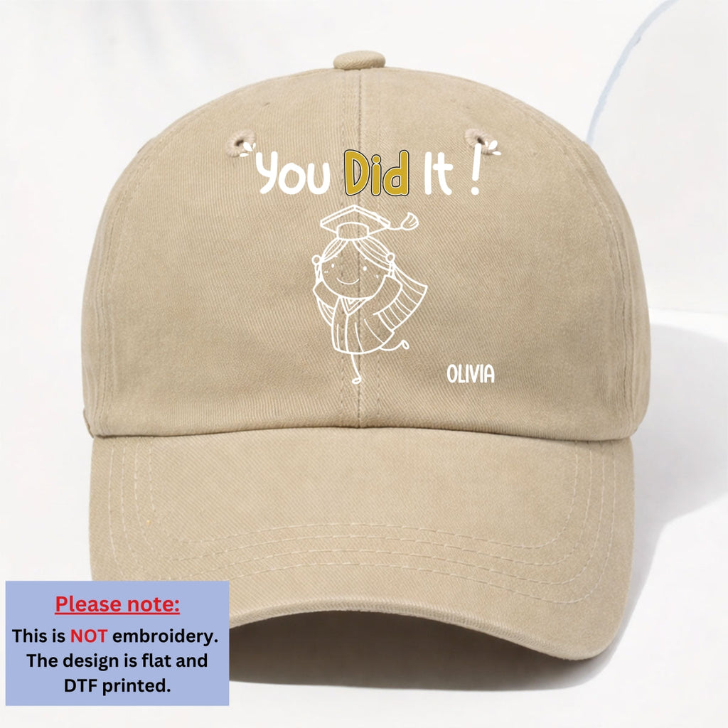 You Did It - Personalized Vintage Washed Denim Cap