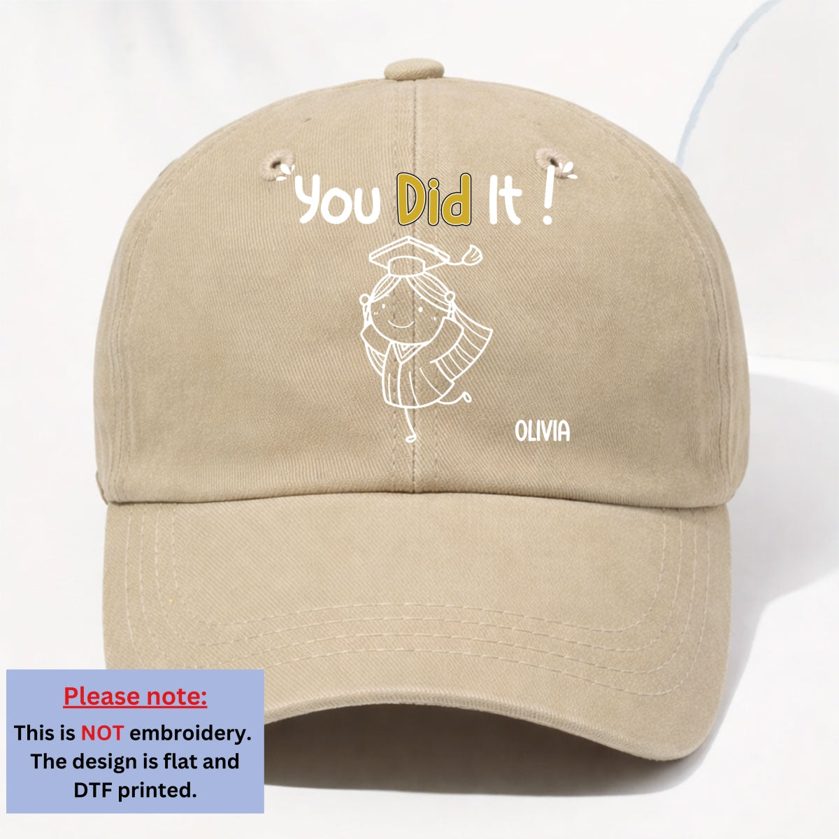 You Did It - Personalized Vintage Washed Denim Cap