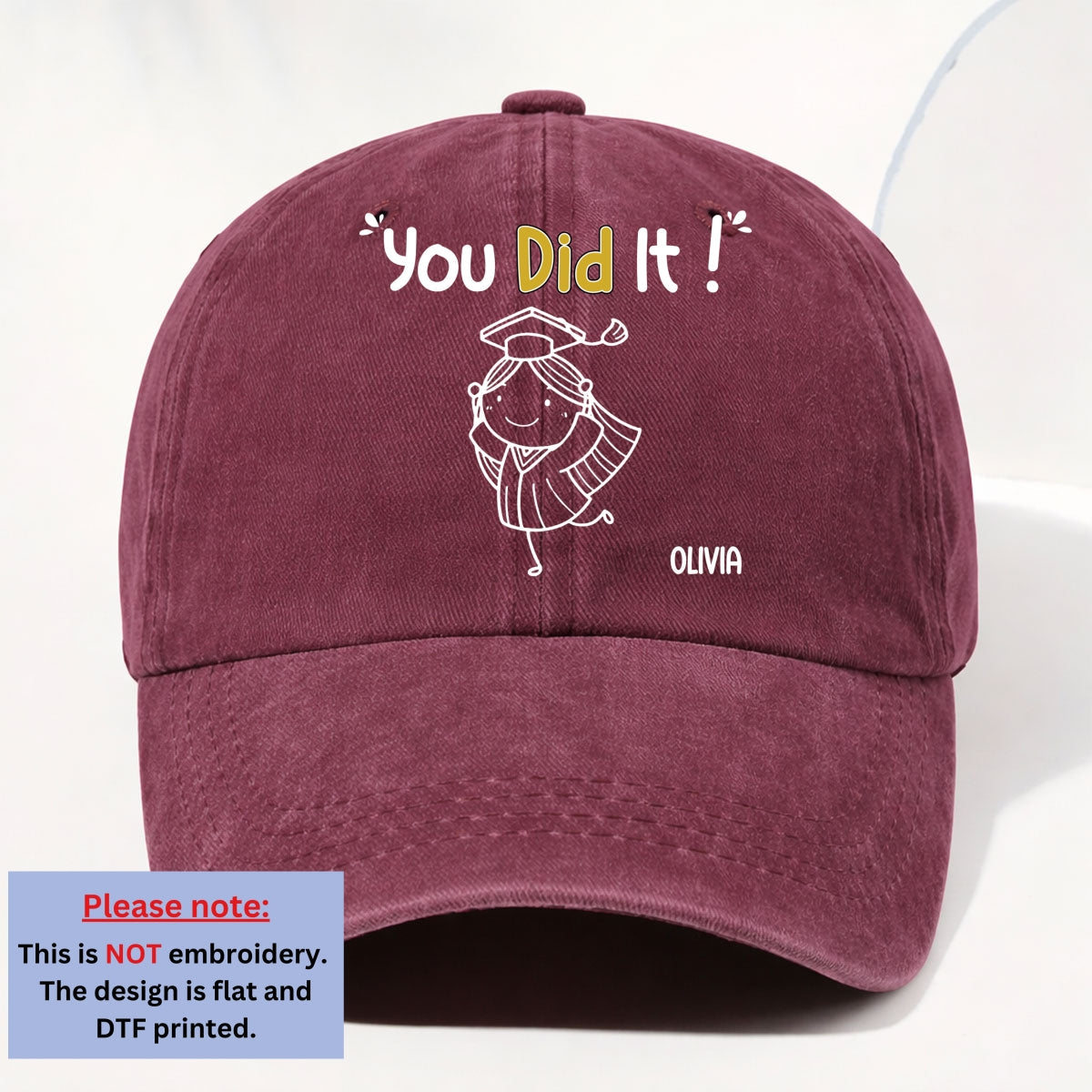 You Did It - Personalized Vintage Washed Denim Cap