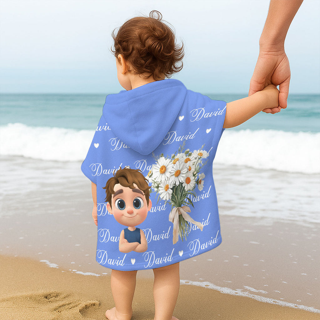 Birthmonth Flower - Personalized Hooded Beach Towel