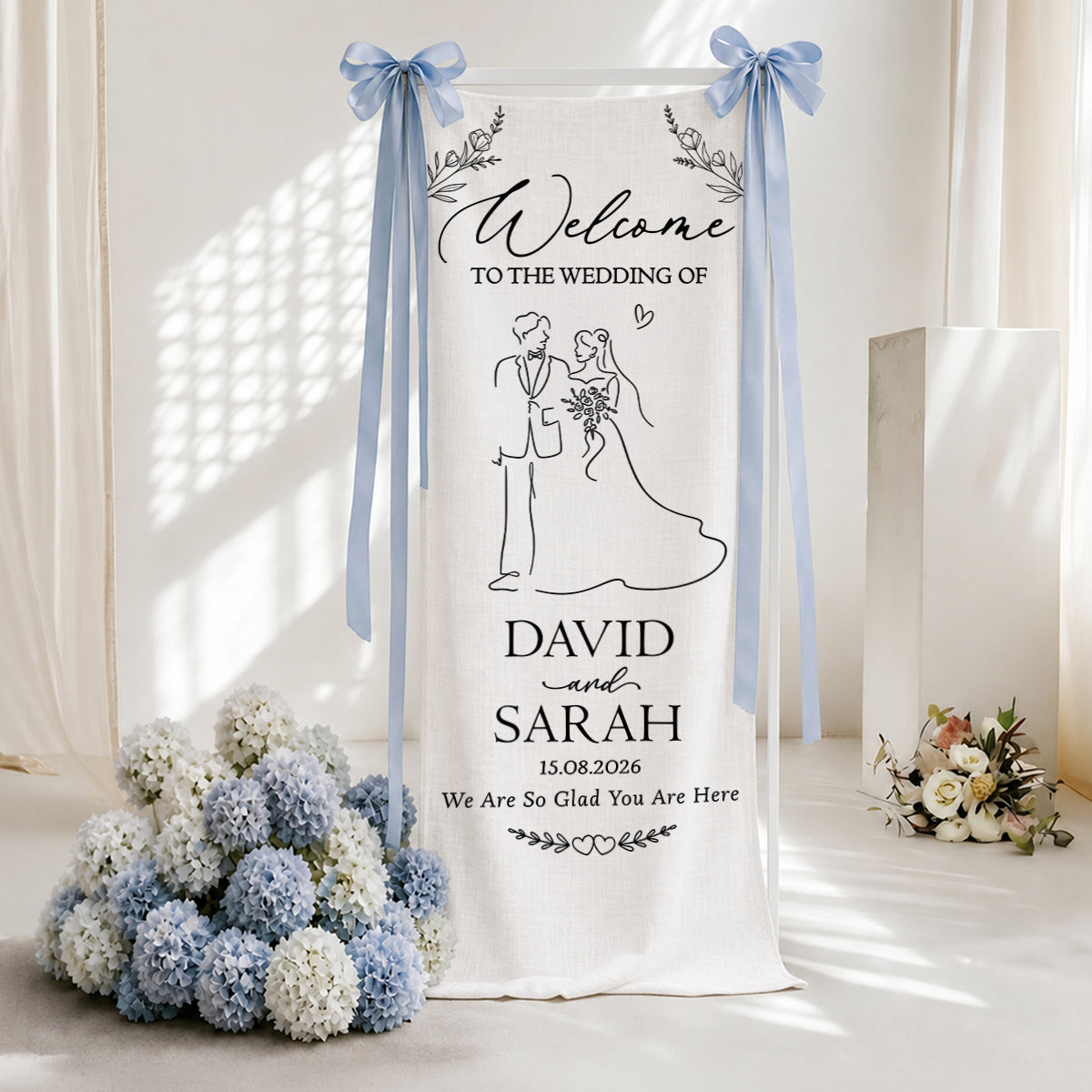 Our Forever Starts Here - Personalized Welcome Linen Sign
