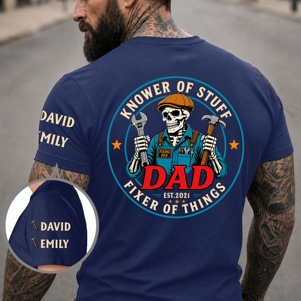 Custom Father's Day, Special Gift for Dad & Grandpa • Fixing Dad - Personalized Shirt With Design On Sleeve