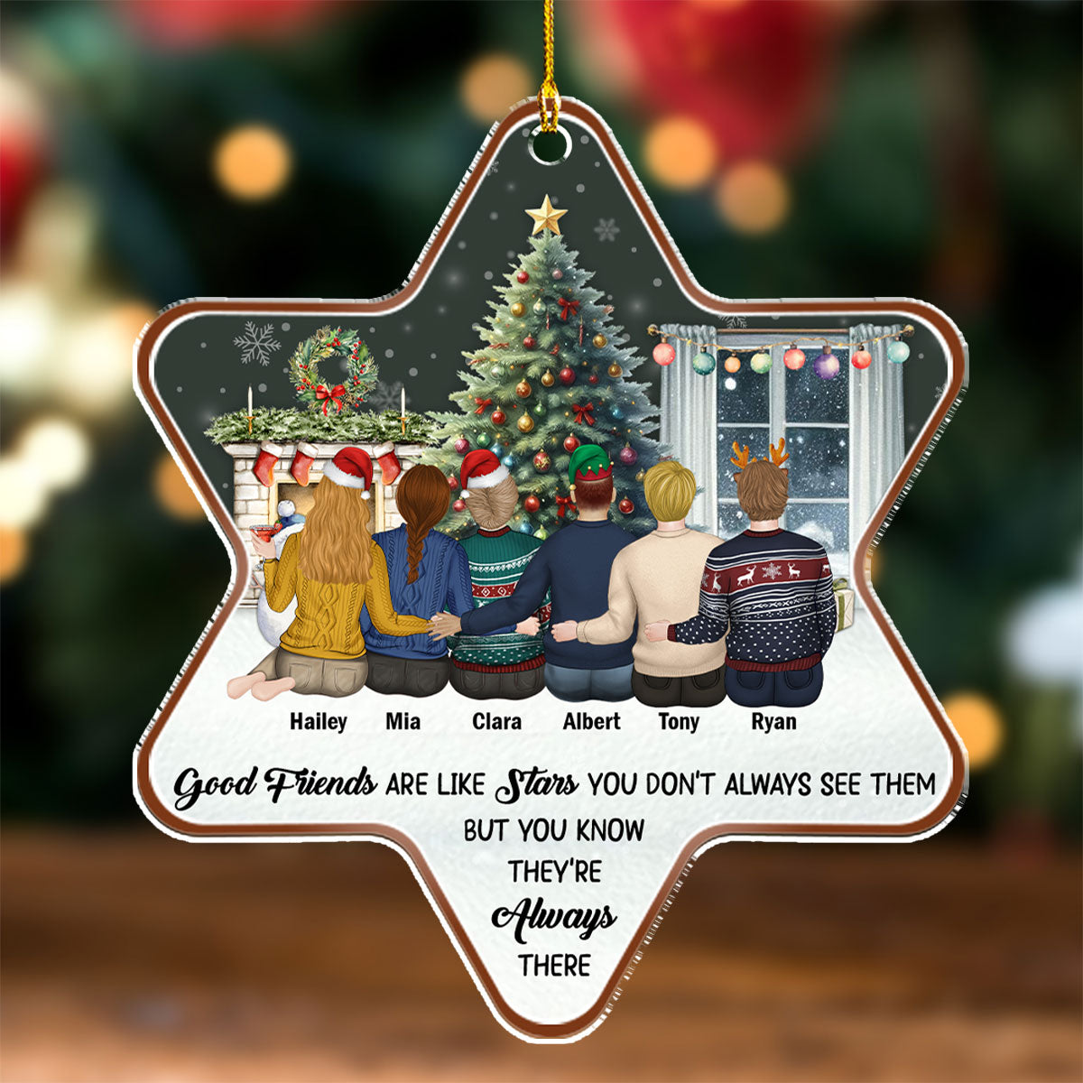 Custom Friendship Christmas Ornament, Best Friend Gift •  Friends Are Like Stars - Personalized Acrylic Ornament