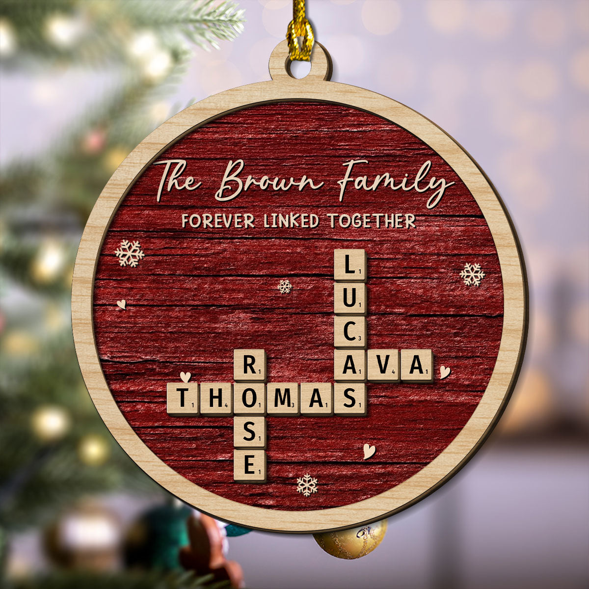 Custom Family Ornament, Christmas Gift for Family Members •  Family Is Forever Linked Love - Personalized 2-Layered Wood Ornament