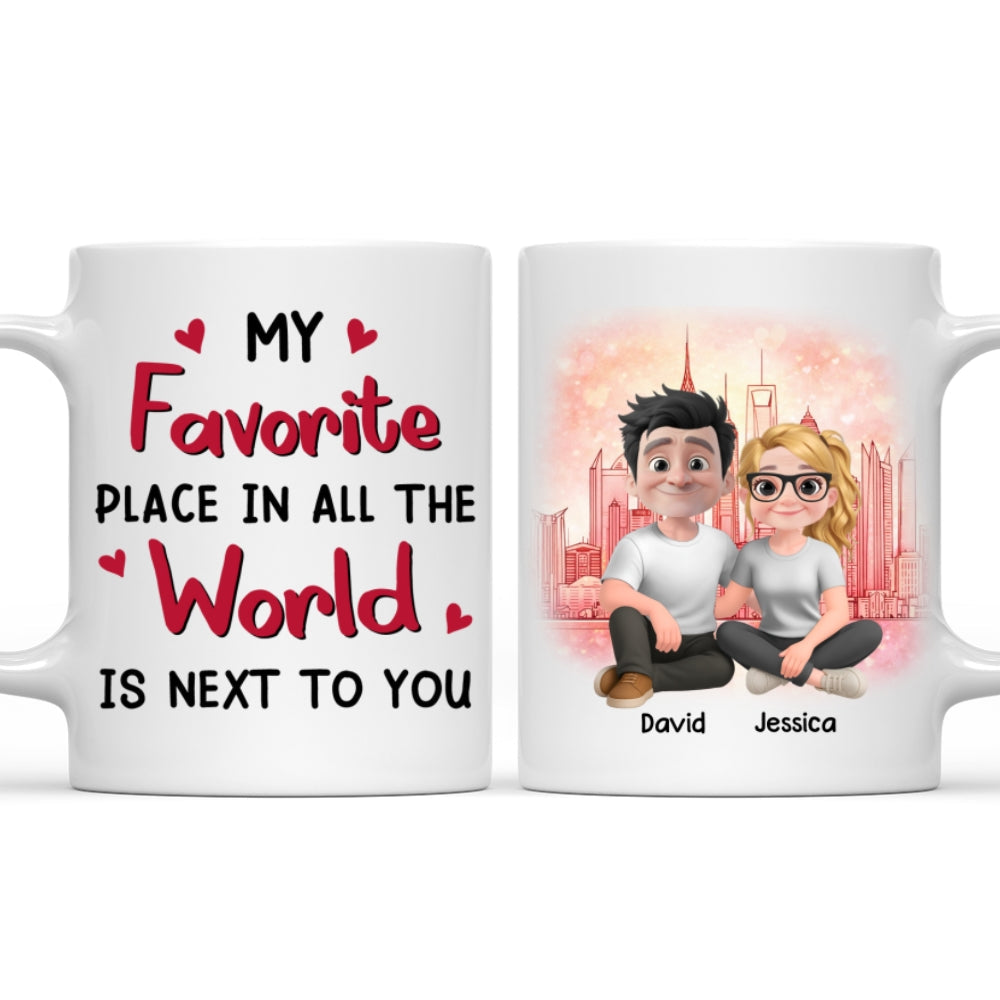 Custom Anniversary Keepsake Gifts For Couple • Cartoon Couple Beside Together - Personalized Coffee Mug