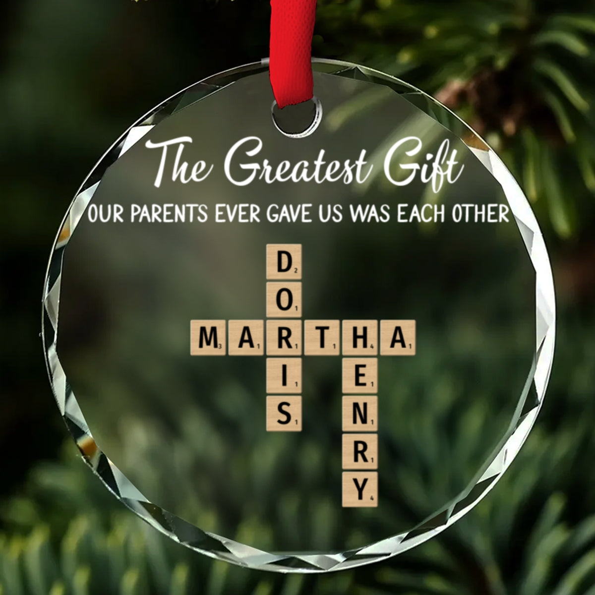 Custom Brothers & Sisters Christmas Ornament •  Each Other - Personalized Glass Ornament