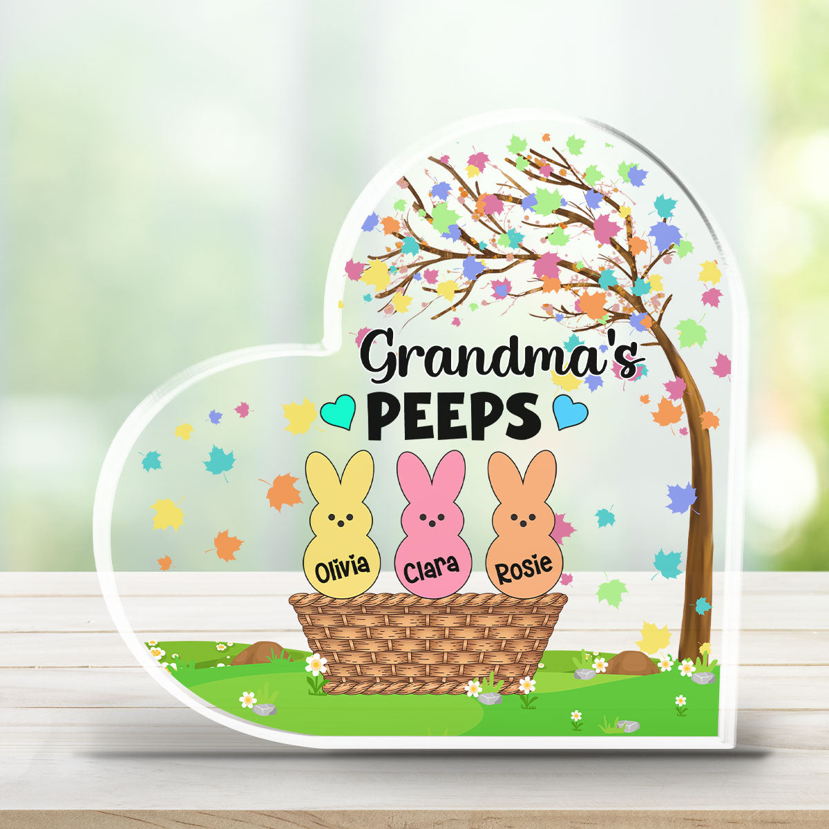 Custom Family Decor, Christmas Birthday Family Keepsake • Bunny Peep - Personalized Acrylic Plaque