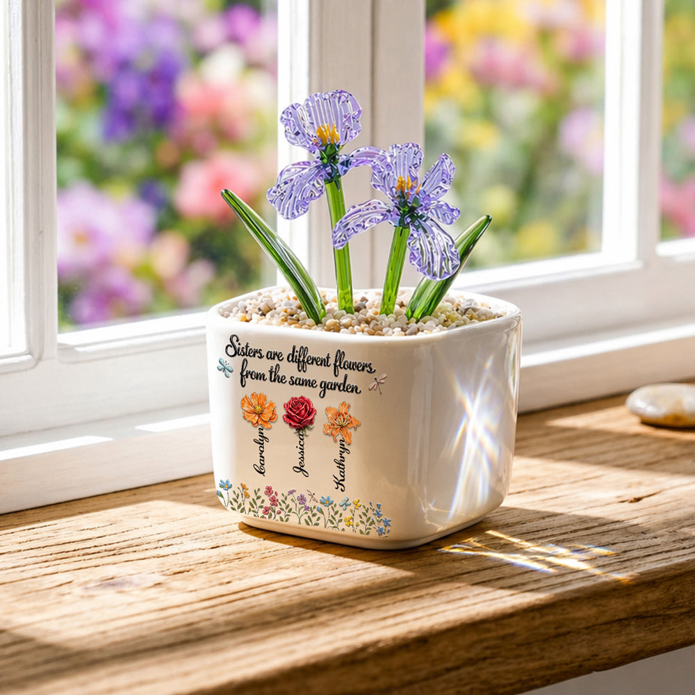 Sisters Are Different Flowers - Personalized Glass Birth Month Flower