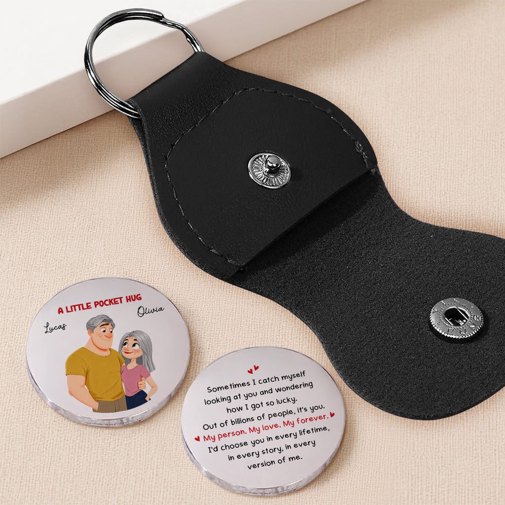 Custom Coin Keychain for Wife, Couple Anniversary Valentine's Day Gifts • How Lucky I Am Version 2 - Personalized Pocket Hug