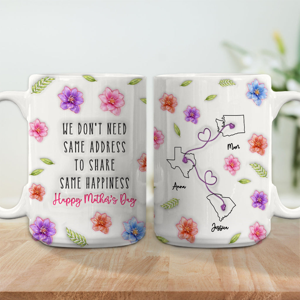 Custom Mother's Day Gift for Daughter • Happiness Without Borders - Personalized 3D Inflated Effect Mug