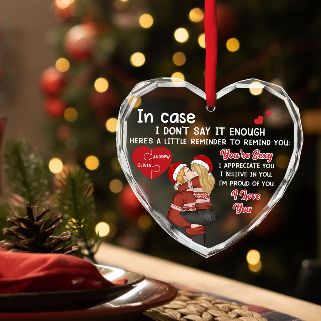 Custom Couple Christmas Ornament, Anniversary Gift •  Proud Of You Love - Personalized Glass Ornament