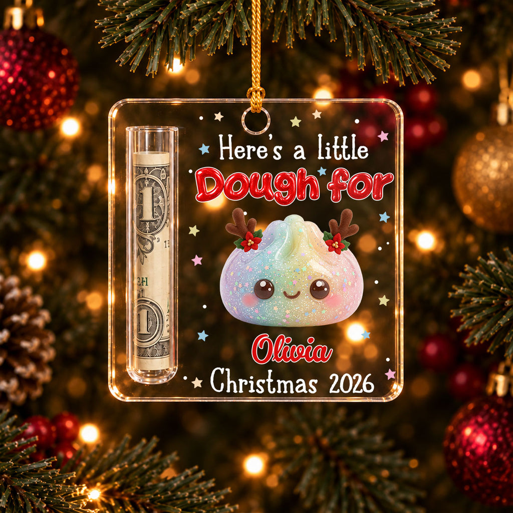 Custom Family Ornament, Christmas Gift for Family Members •  Personalized Christmas Dumpling Squishy - Personalized Cash Gift Ornament