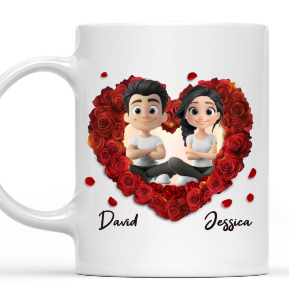 Custom Anniversary Keepsake Gifts For Couple • Romantic Red Rose Couple - Personalized Coffee Mug