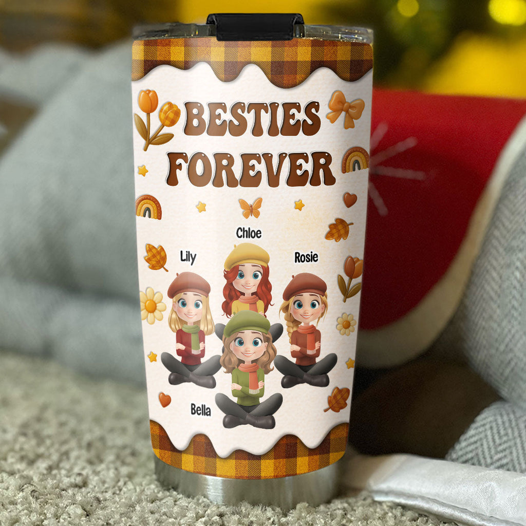 Custom Christmas Birthday Gifts For Sister, Friend • Bestie Forever Autumn - Personalized Tumbler