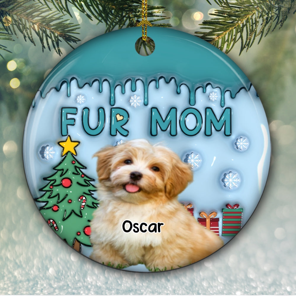 Custom Photo Keepsake Christmas Ornament • Me And Lovely Pet Photo - Personalized 3D Inflated Effect Ceramic Ornament