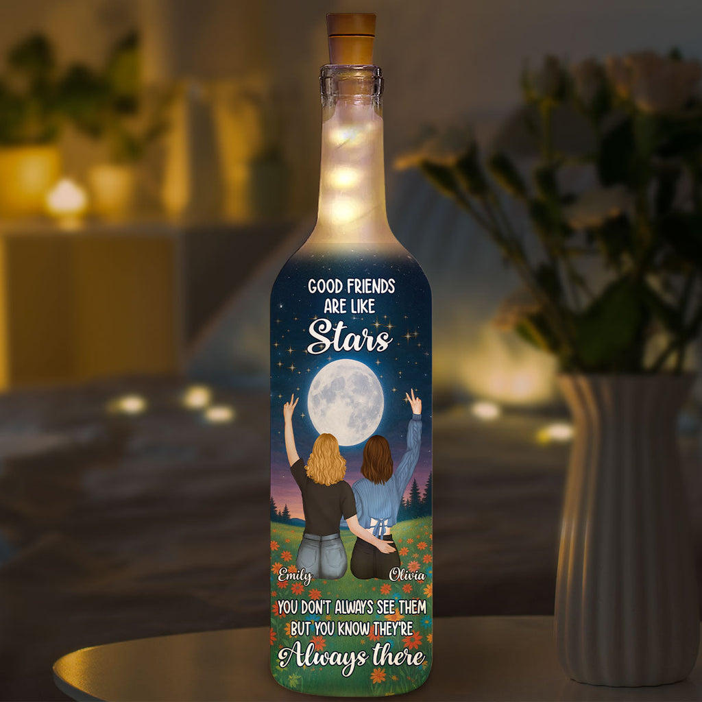 Moon And Stars Friendship - Personalized Bottle Lamp