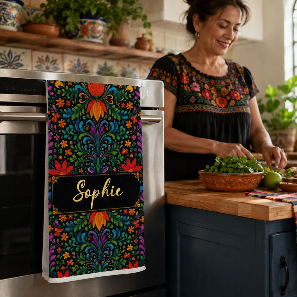 Custom Best Friend Kitchen Towel With Names, Birthday Christmas Gift For Friend Bestie • Love Cooking - Personalized Kitchen Towel