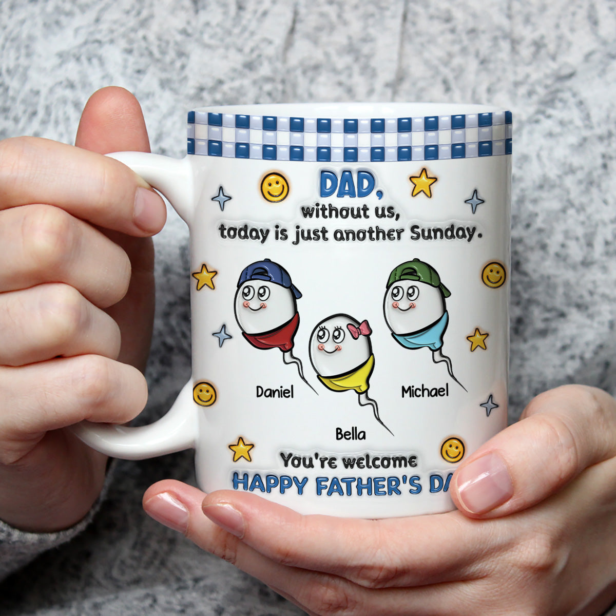 Custom Father's Day, Special Gift for Dad & Grandpa • Without Me - Personalized 3D Effect Coffee Mug
