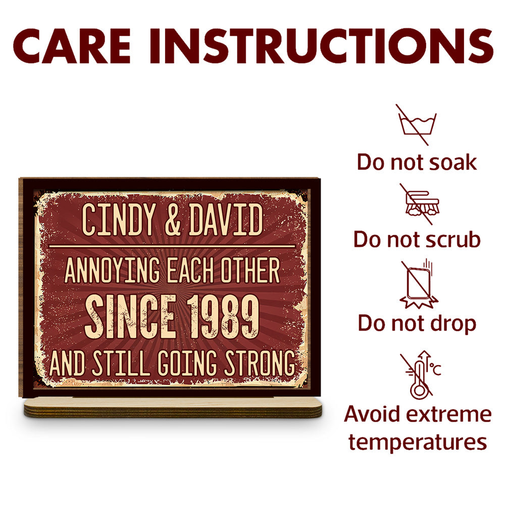 Custom Decor for Husband, Gift for Him • Annoying Each Other - Personalized 2-Layer Wood Plaque With Flat Base