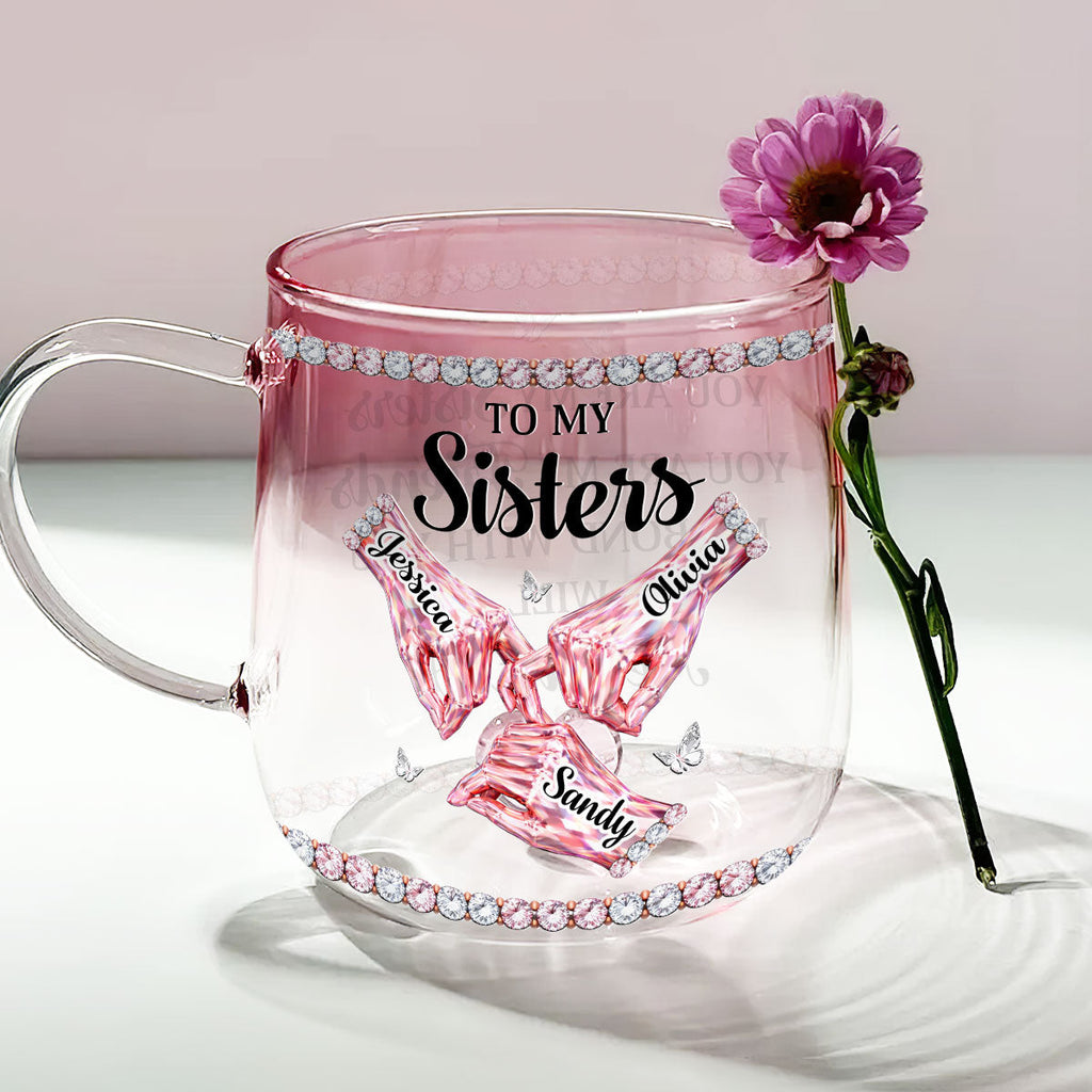Custom Christmas & Birthday Gift For Sister • Sisters Always Stand Together - Personalized Pink Gradient Glass Mug