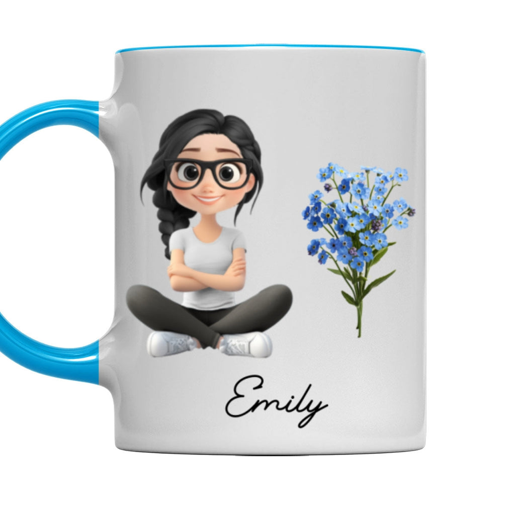 Custom Best Friend, Christmas & Birthday Friendship Keepsake Gift • Cartoon Girl - Personalized Accent Mug