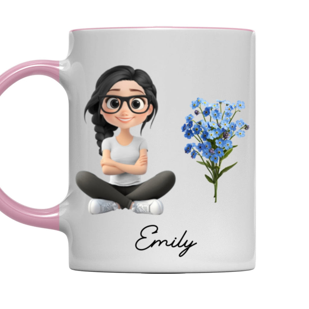 Custom Best Friend, Christmas & Birthday Friendship Keepsake Gift • Cartoon Girl - Personalized Accent Mug