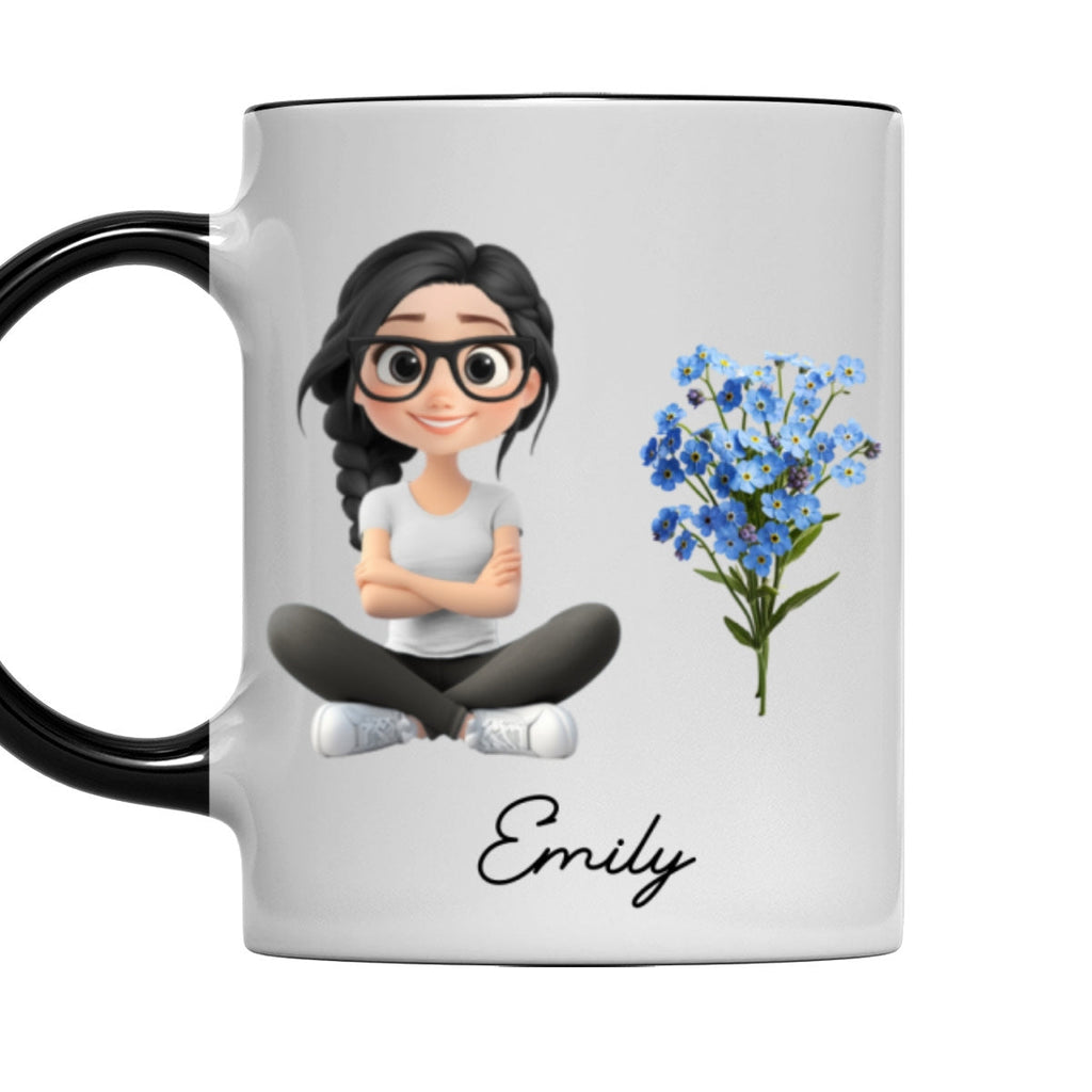 Custom Best Friend, Christmas & Birthday Friendship Keepsake Gift • Cartoon Girl - Personalized Accent Mug