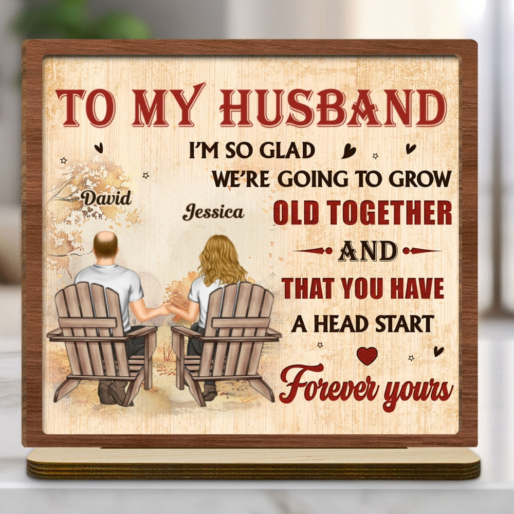 Custom Couple's Decor, Anniversary & Wedding Gift • A Lifetime With You - Personalized 2-Layer Wood Plaque With Flat Base
