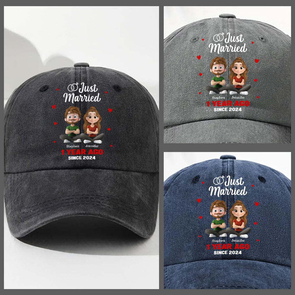 We Just Married - Personalized Vintage Washed Denim Cap
