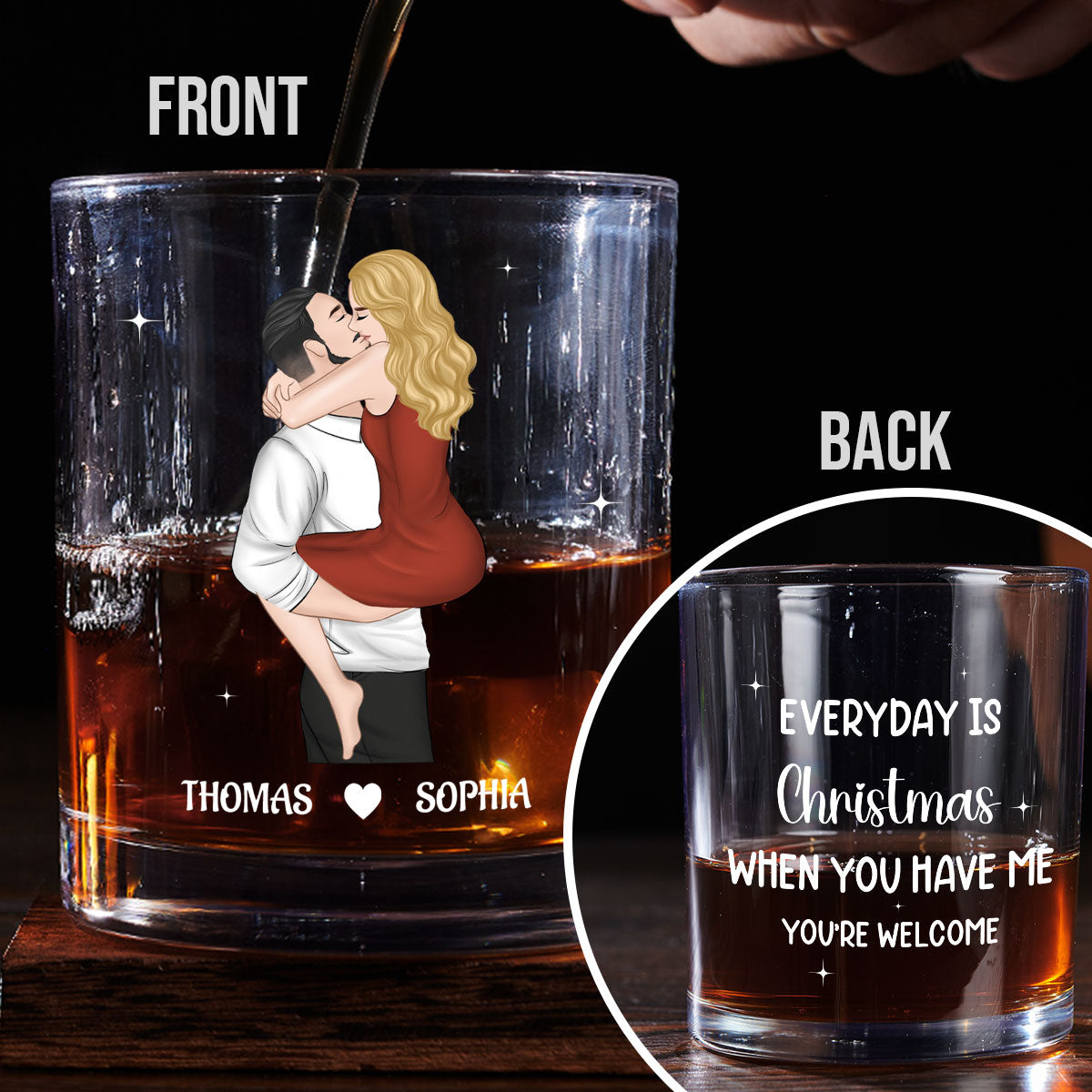 Custom Christmas Anniversary Birthday Drinkware Gifts for Couple • You Have Me - Personalized Whiskey Glass