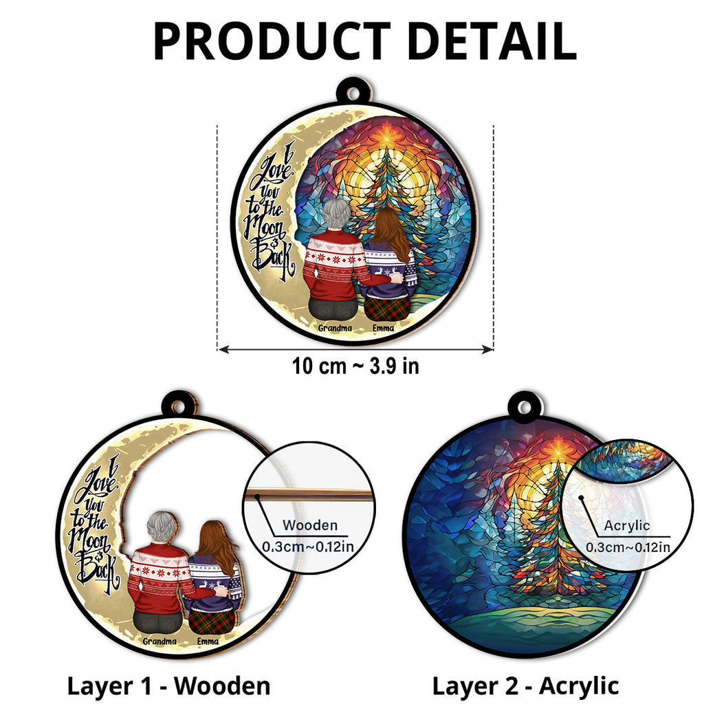 Custom Keepsake Christmas Ornament •  Grandma Grandkid To The Moon - Personalized Suncatcher Ornament