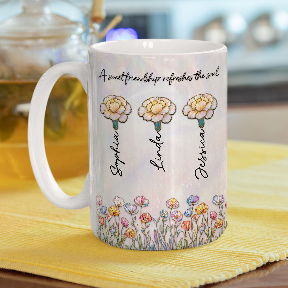 Custom Name & Birth Flower Birthday, Christmas Gift for Best Friend • Sweet Friendship Bible - Personalized Coffee Mug