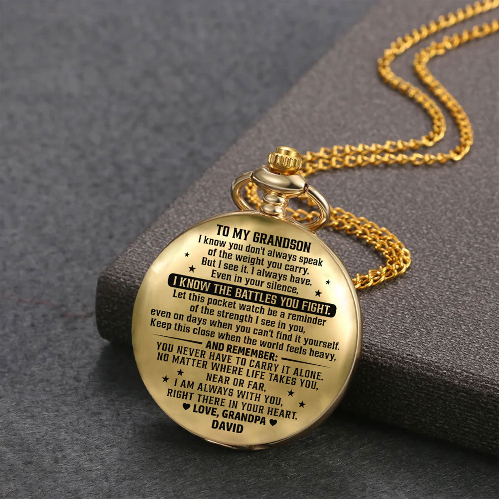 My Son My Strength - Personalized Print Pocket Watch