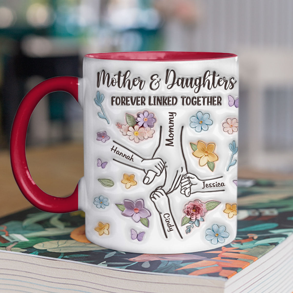 Custom Mother's Day Gift for Mom & Grandma • Hold My Hand - Personalized 3D Inflated Effect Accent Mug