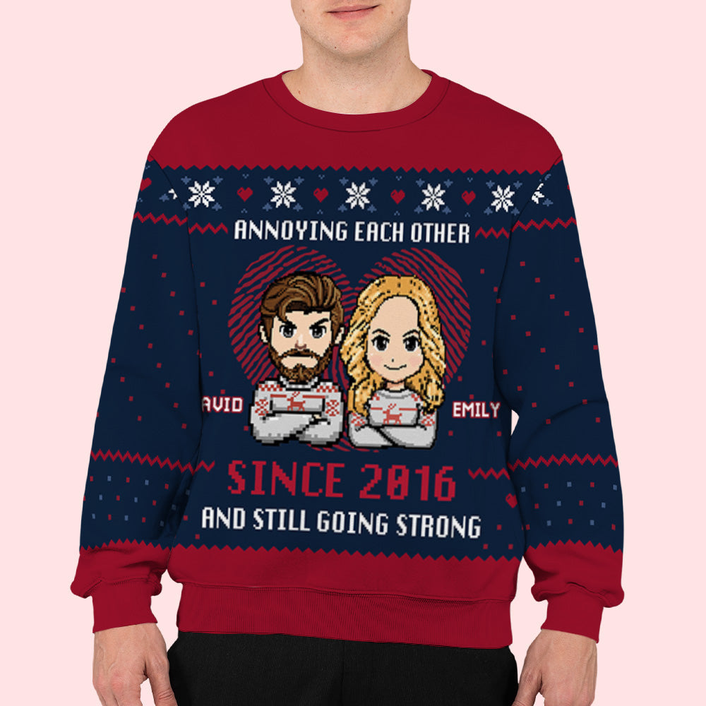 Custom Couple Christmas Sweatshirt, Anniversary Gift • Together Forever Christmas - Personalized All-Over-Print Sweatshirt