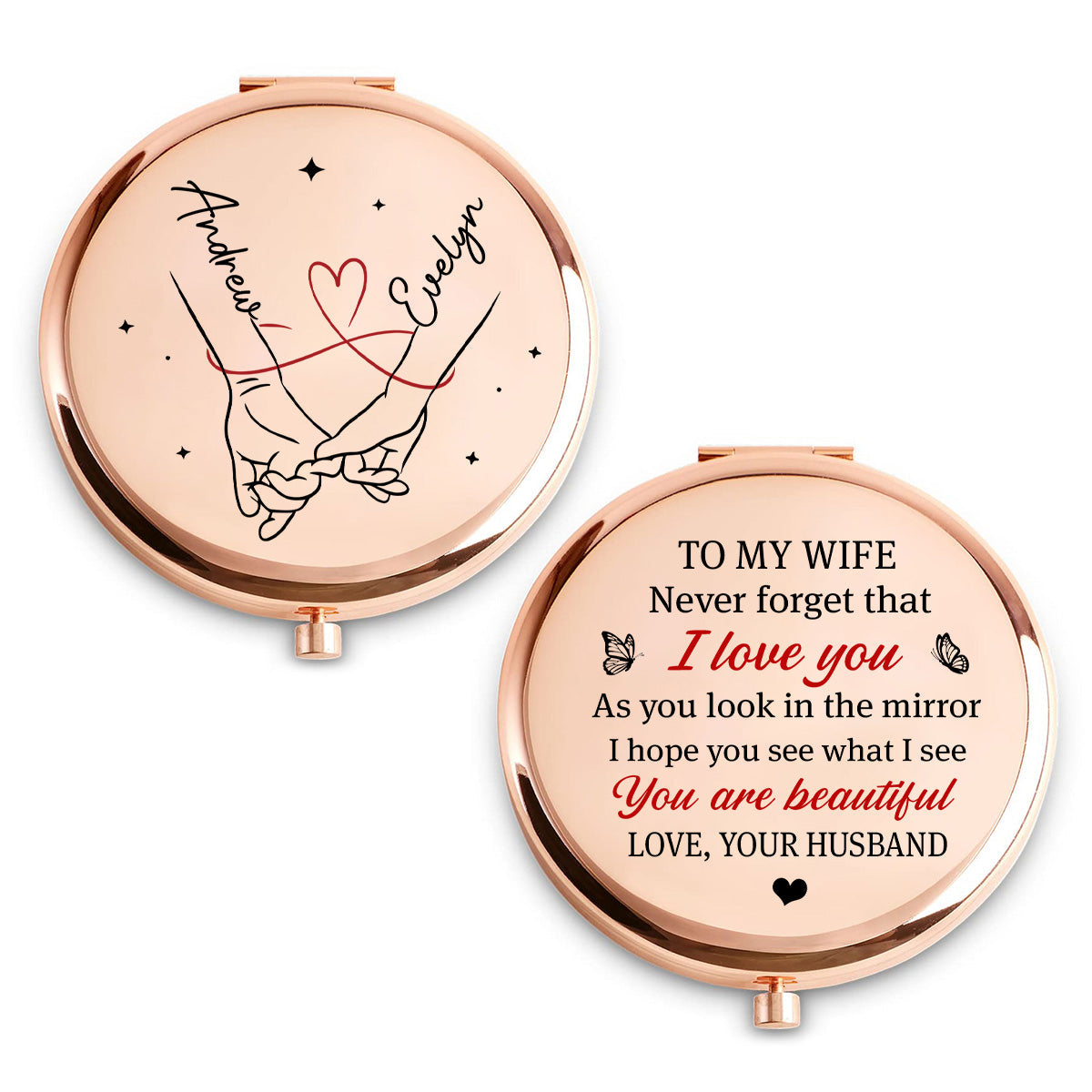 A Message From The Heart - Personalized Compact Mirror
