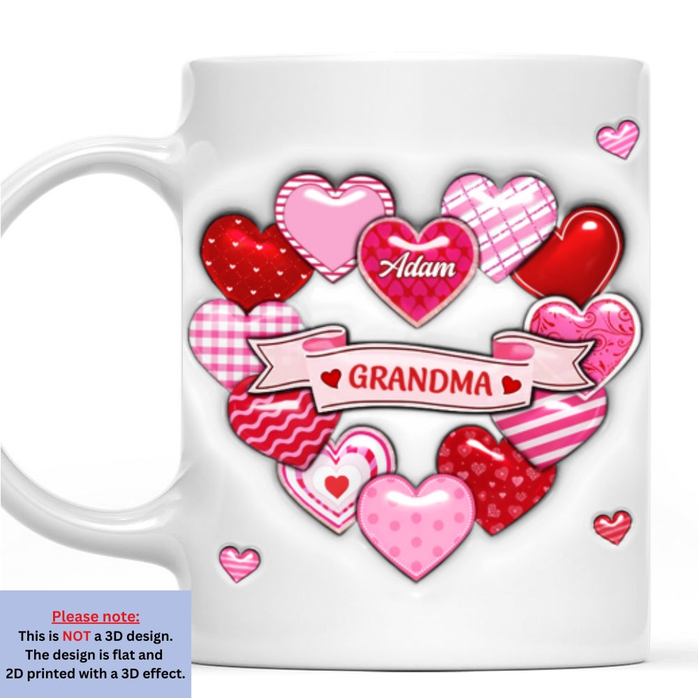 Custom Christmas & Birthday Gift For Grandma • Love Grows Here Grandma - Personalized 3D Inflated Effect Mug