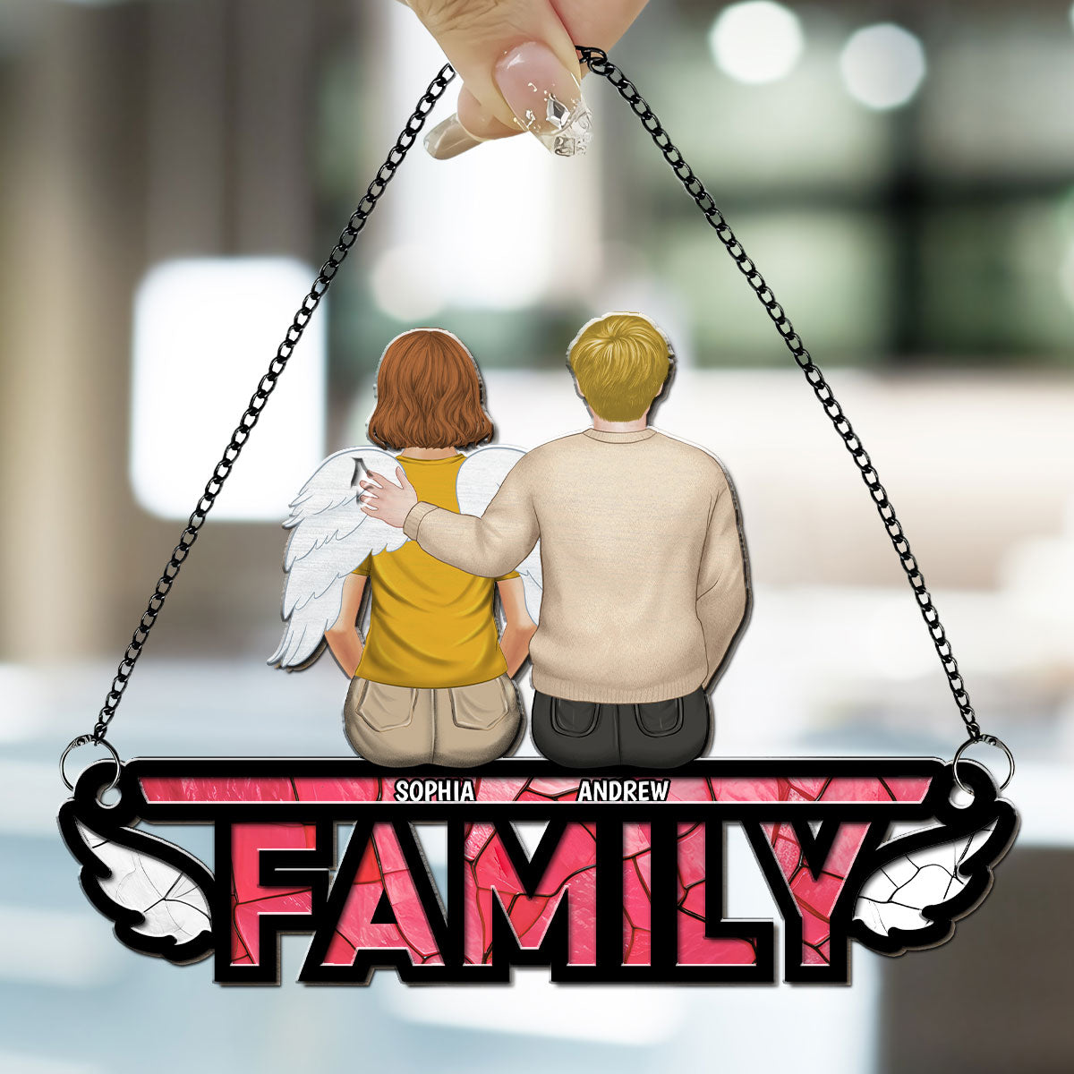 Custom Family Name Hanging Decor, Christmas Birthday Gift •  Family I'm Always With You - Personalized Suncatcher