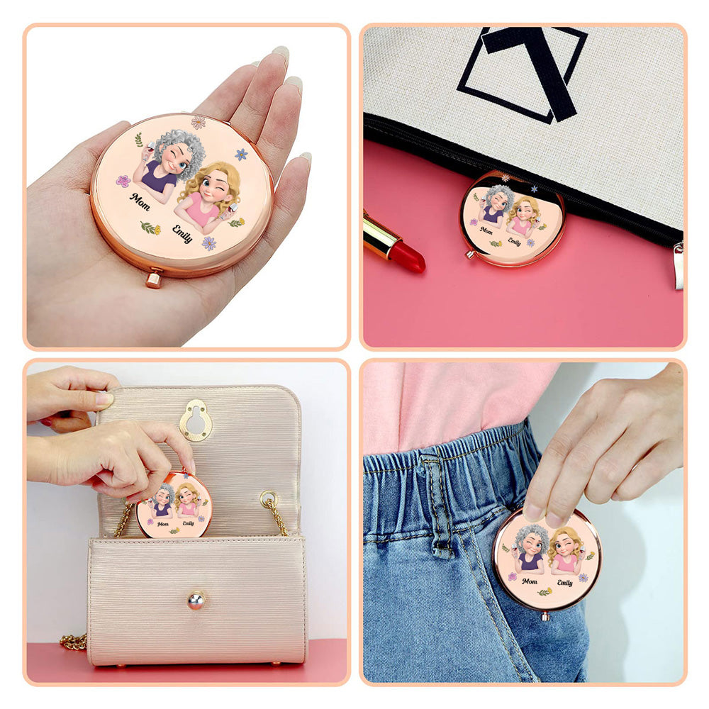 Linked Together Cartoon - Personalized Compact Mirror