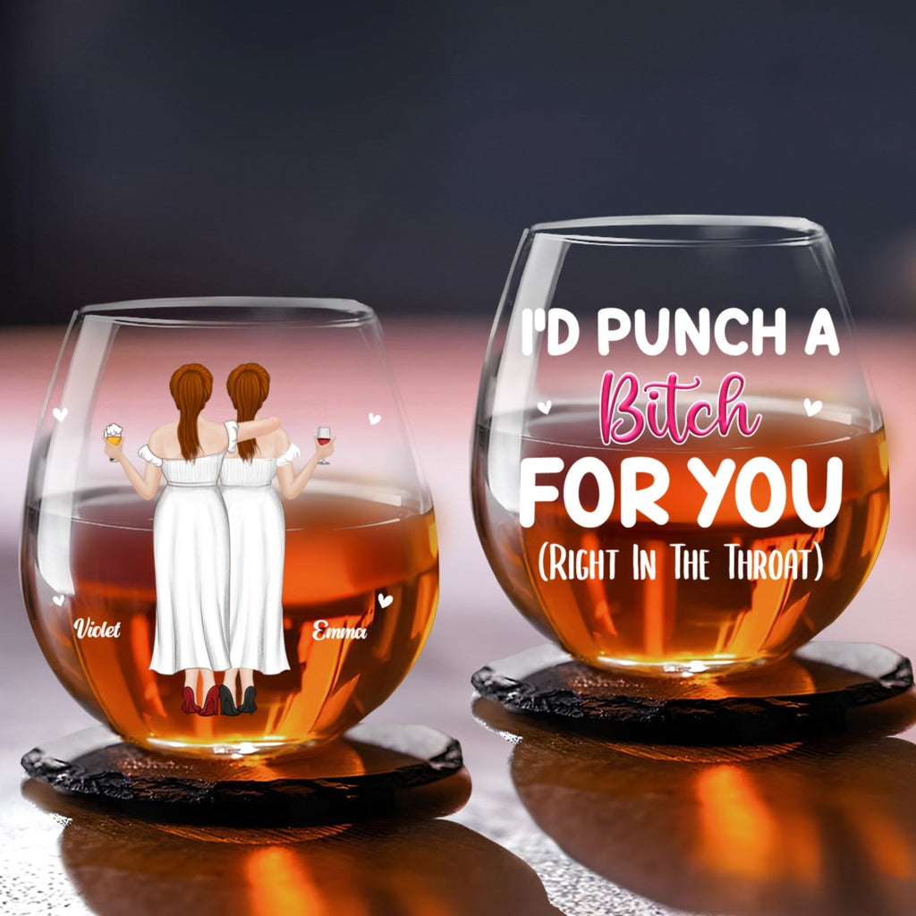 Right In The Throat - Personalized Wine Glass