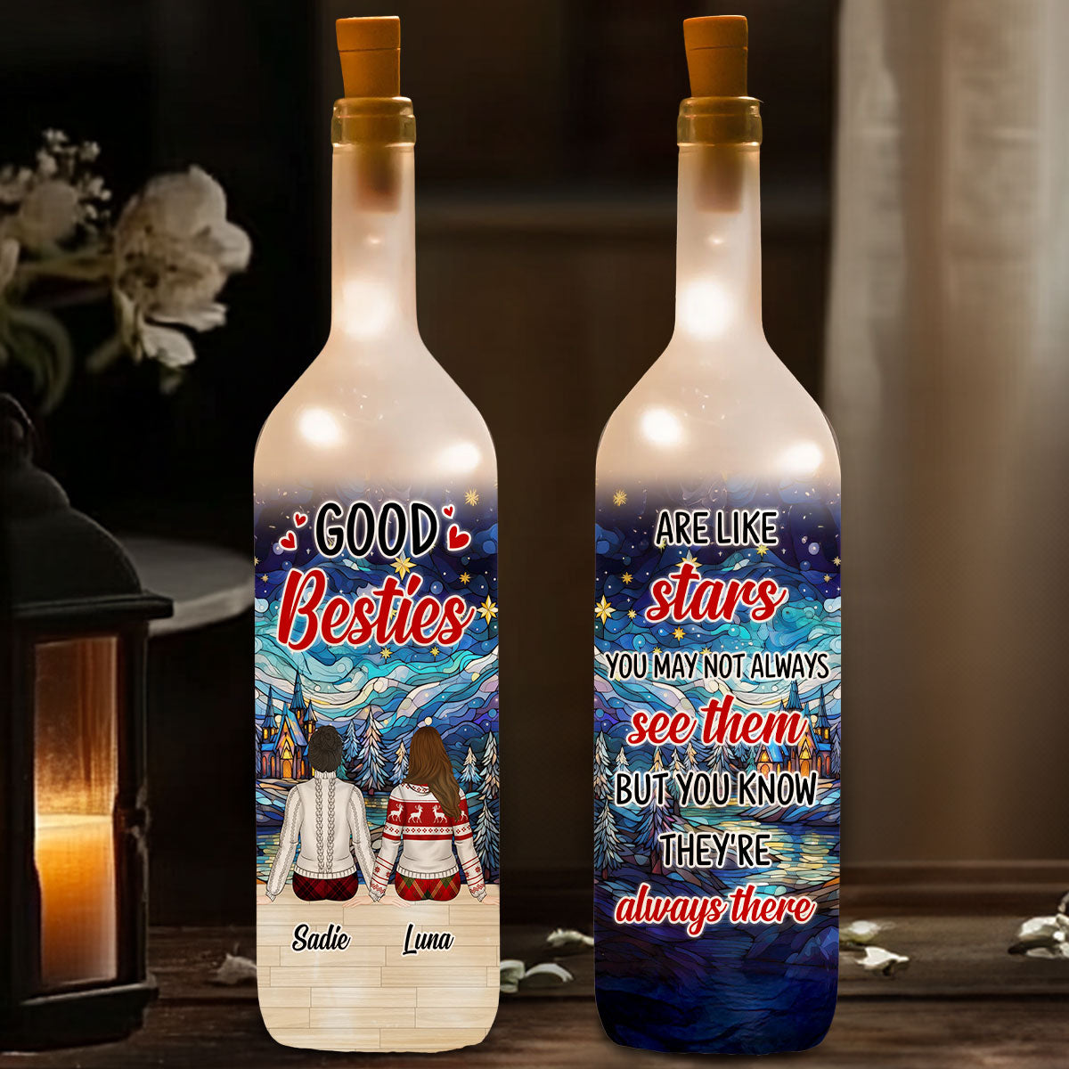 Besties Are Like Stars - Personalized Bottle Lamp