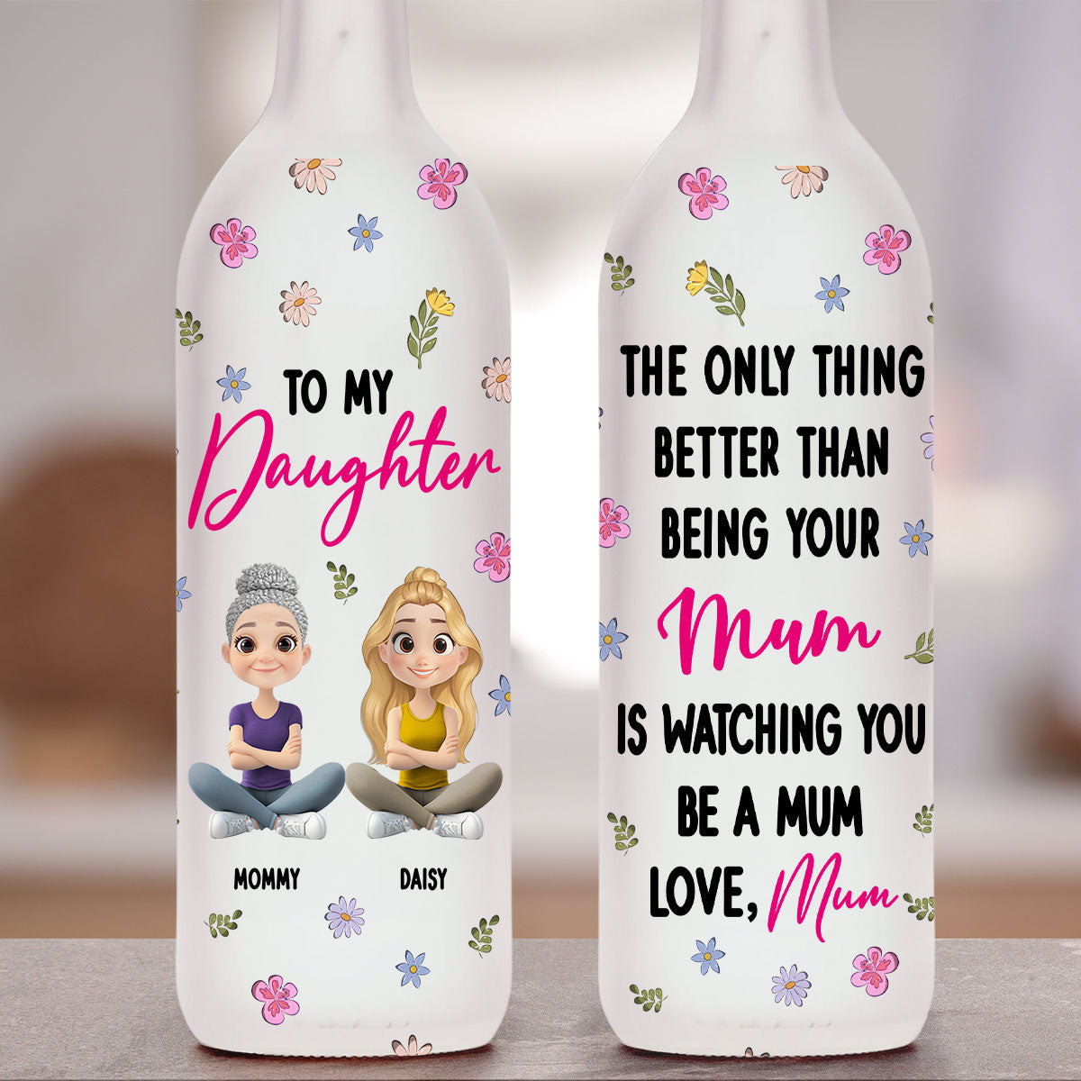 Mom And Daughter Together - Personalized Bottle Lamp
