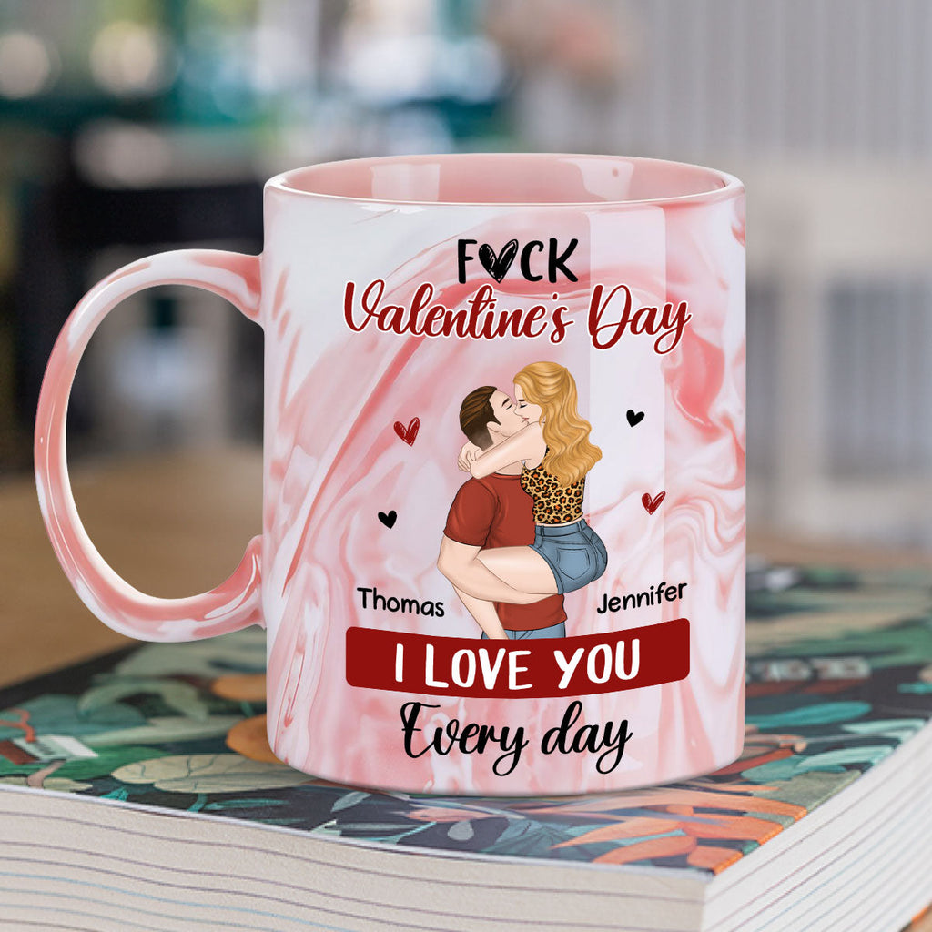 Custom Anniversary Keepsake Gifts For Couple • I Love You Every Day - Personalized Pink Marble Mug