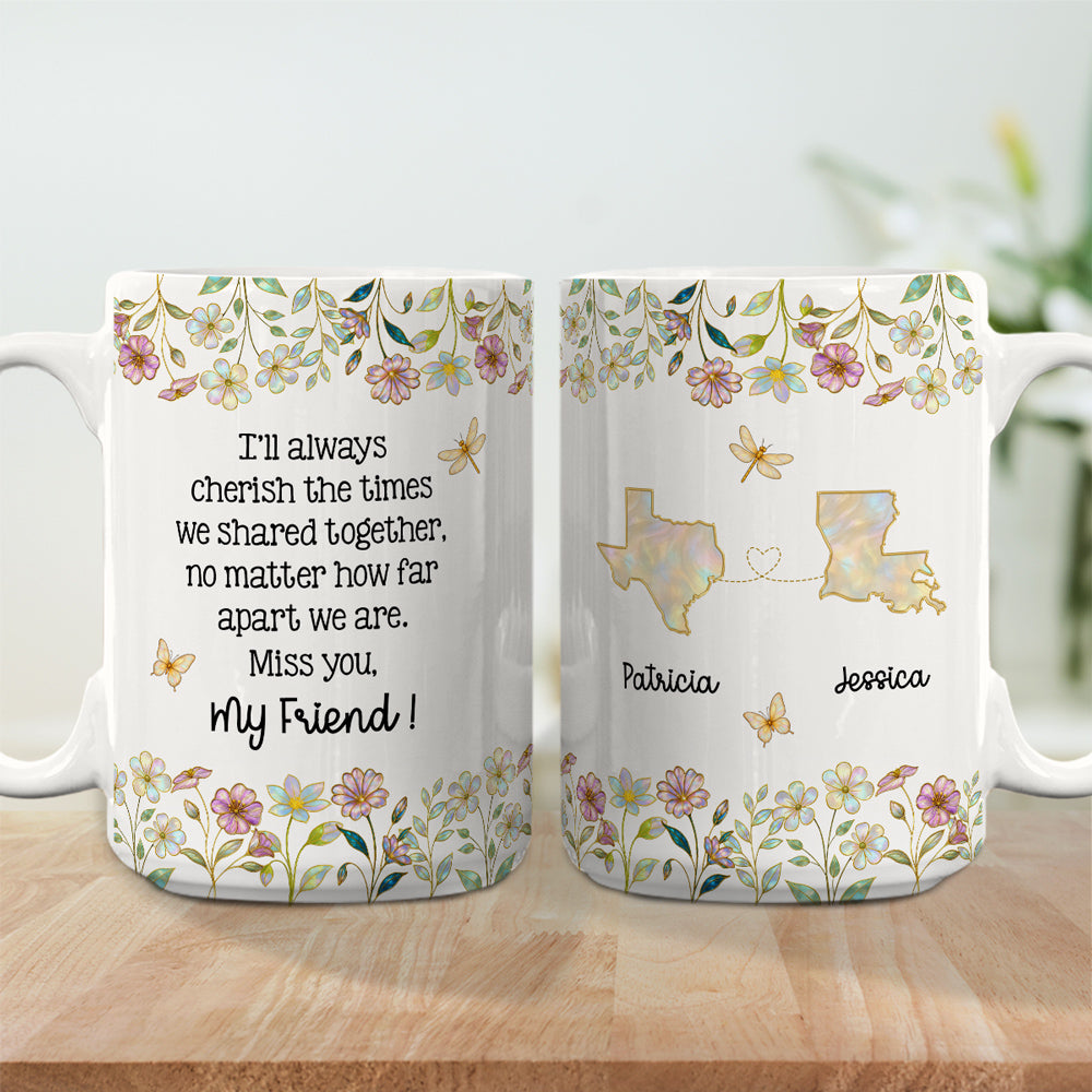 Custom Best Friend, Christmas & Birthday Friendship Keepsake Gift • Miss You My Bestie - Personalized Coffee Mug