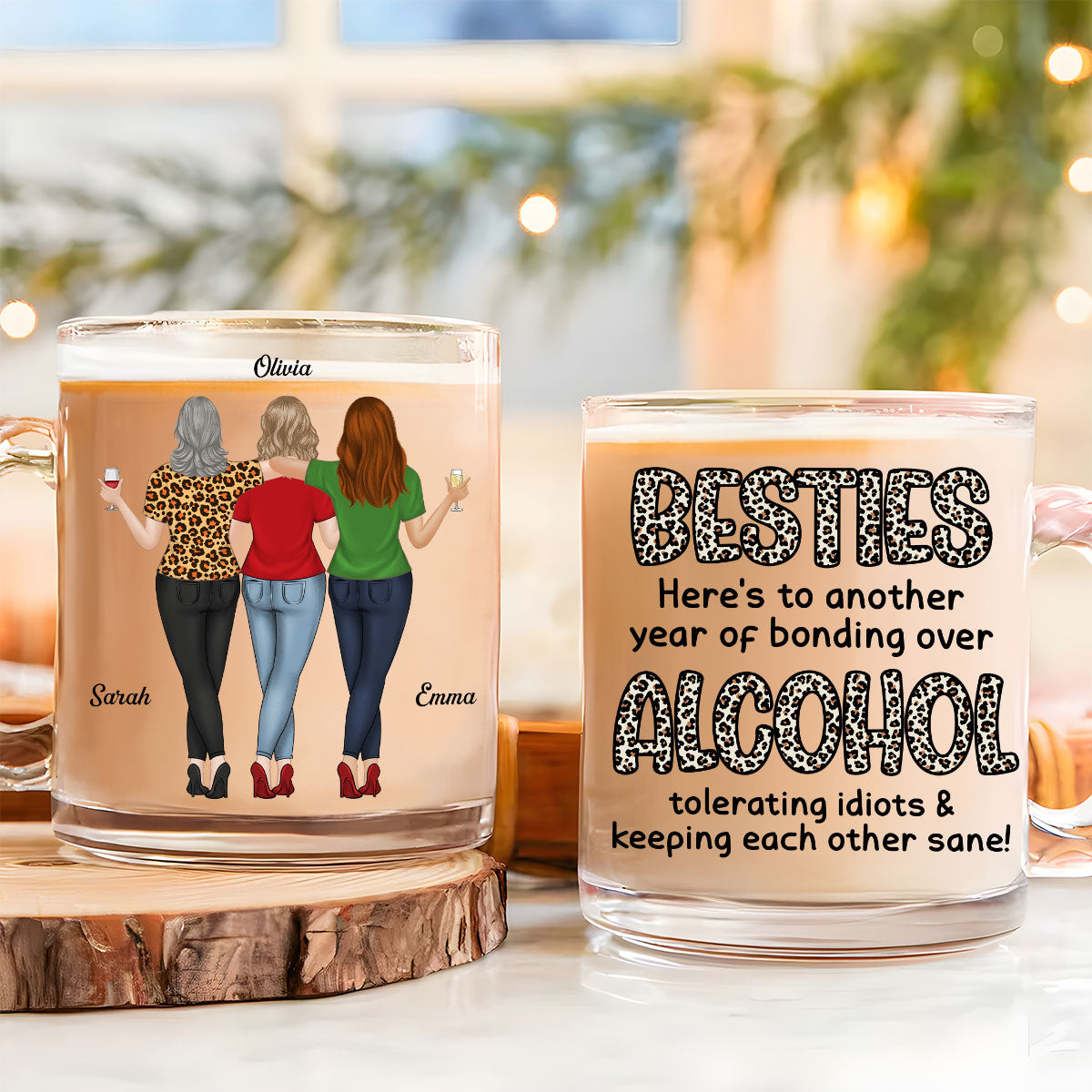 Custom Best Friend, Christmas & Birthday Friendship Keepsake Gift • Alcohol Tolerating - Personalized Glass Mug