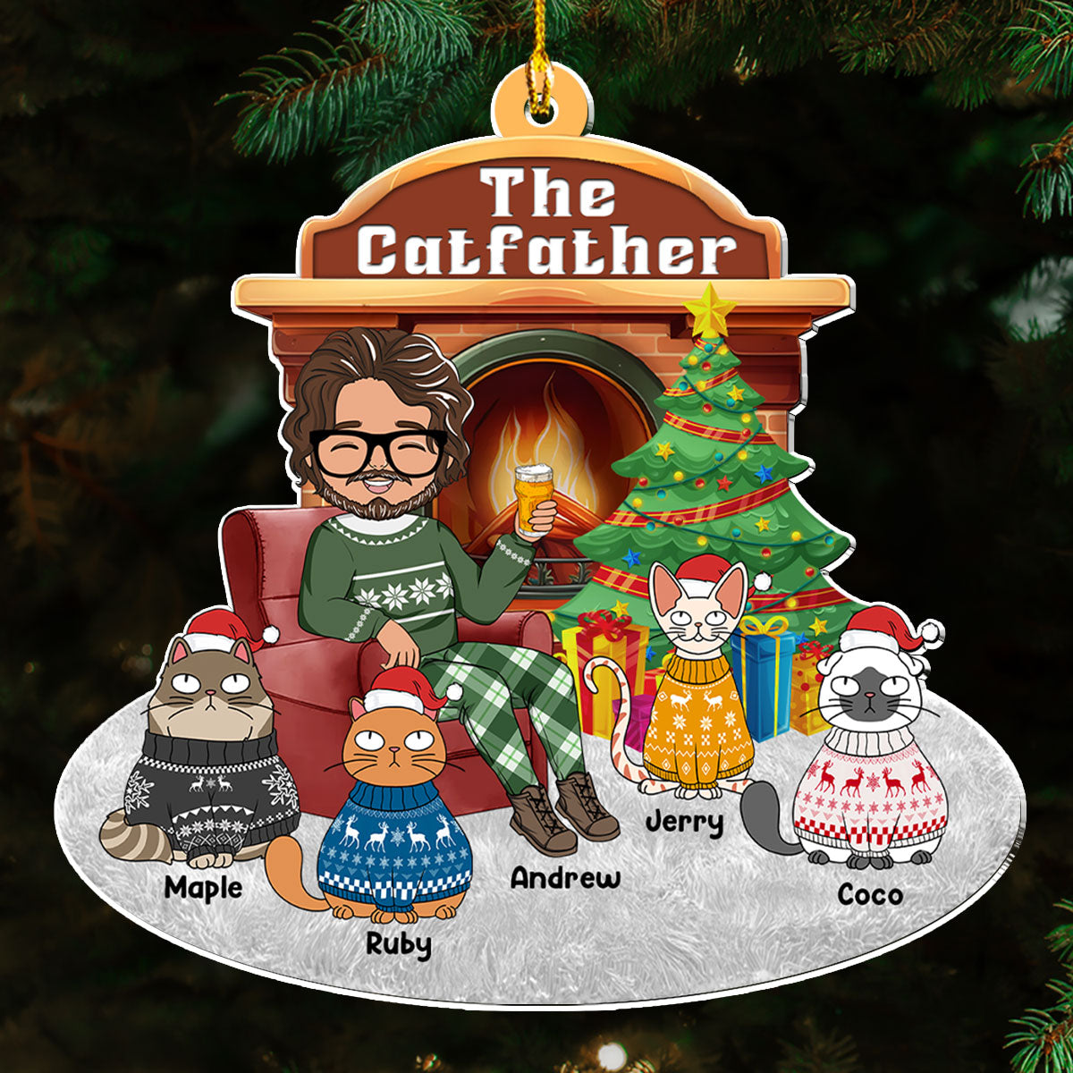 Custom Keepsake Christmas Ornament •  Catparent Christmas - Personalized Acrylic Ornament