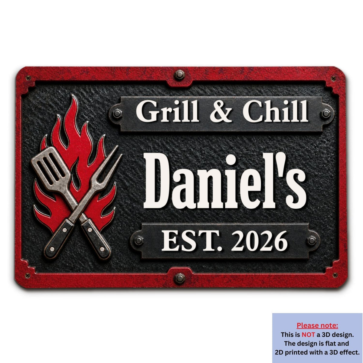 Custom Family Summer Backyard, Patio & Porch Decor • Grill Master - Personalized Metal Sign
