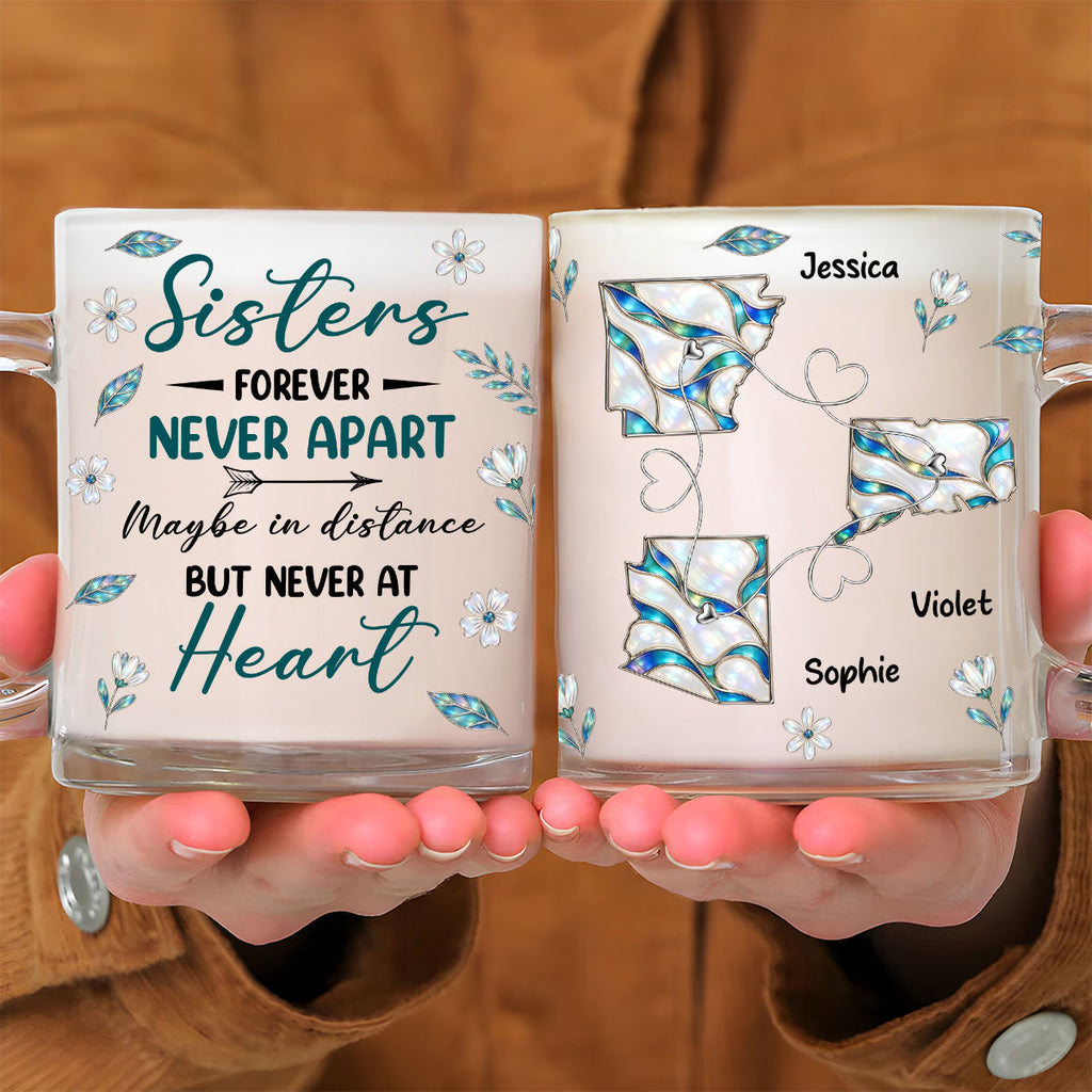 Custom Christmas & Birthday Gift for Brother & Sister • Side By Side Or Miles Apart - Personalized Glass Mug