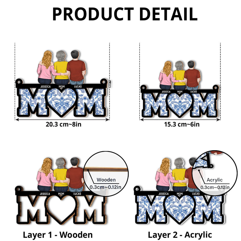 Custom Hanging Decor for Mom Daughter, Mother's Day Gifts • Mother And Daughter Sitting Together - Personalized Suncatcher