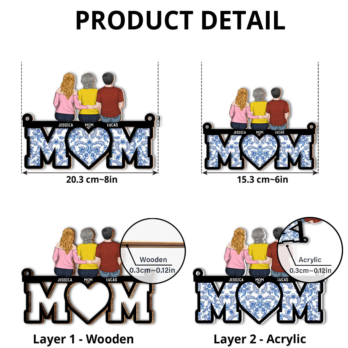 Custom Hanging Decor for Mom Daughter, Mother's Day Gifts • Mother And Daughter Sitting Together - Personalized Suncatcher